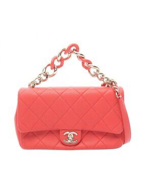 Chanel Shoulder Bag Large Flap Quilted As1353 Orange Lambskin Sheep